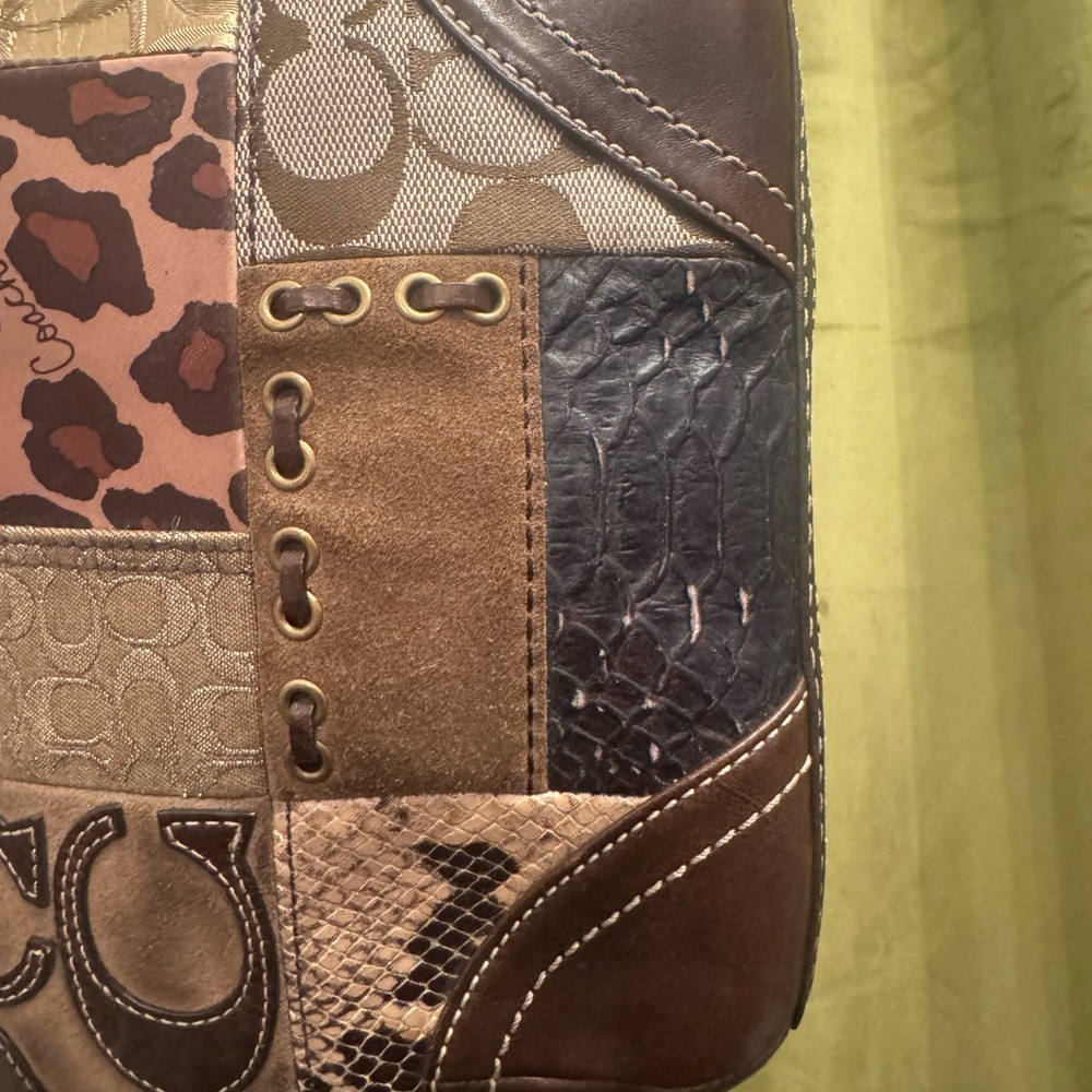 SOLD LIVE! RARE 2007 Coach Brown Animal Print Patchwork Crossbody/Shoulder Bag - Picture 11 of 17